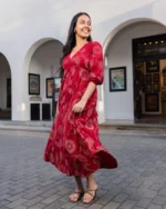 thnic Kurtha Dress - Red Printed