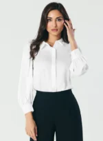 Long Sleeve Satin White Shirt